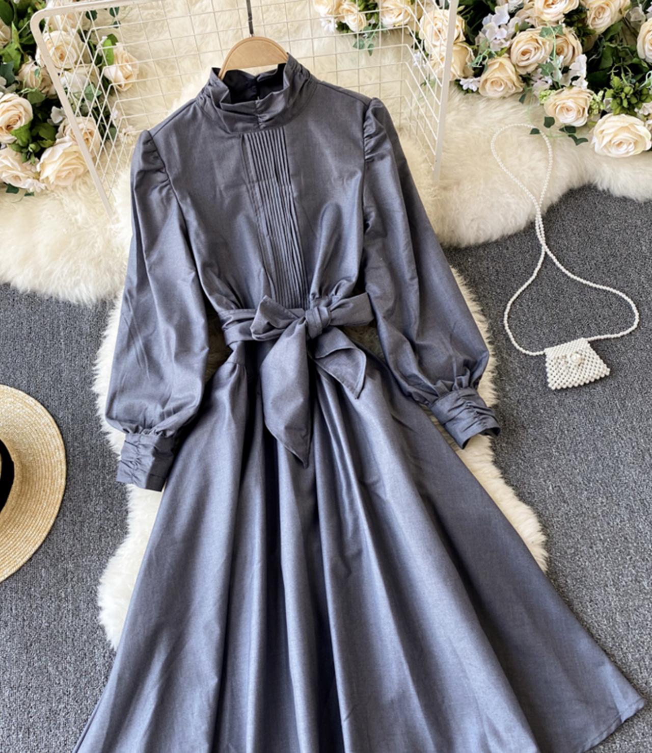 Elegant A line long sleeve dress  831