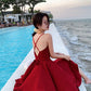 Fashion girl dress A line v neck short backless dress  1219