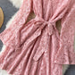 A line v neck lace short dress  1032