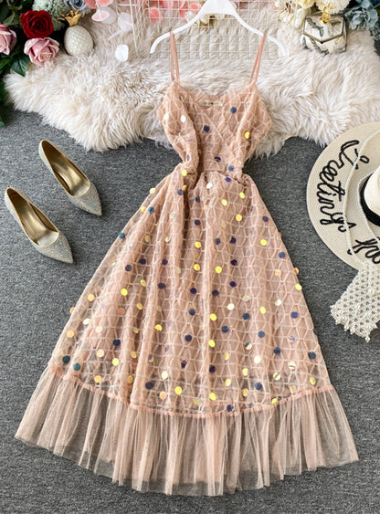 Jolie robe à paillettes à col en V pour fille 1175