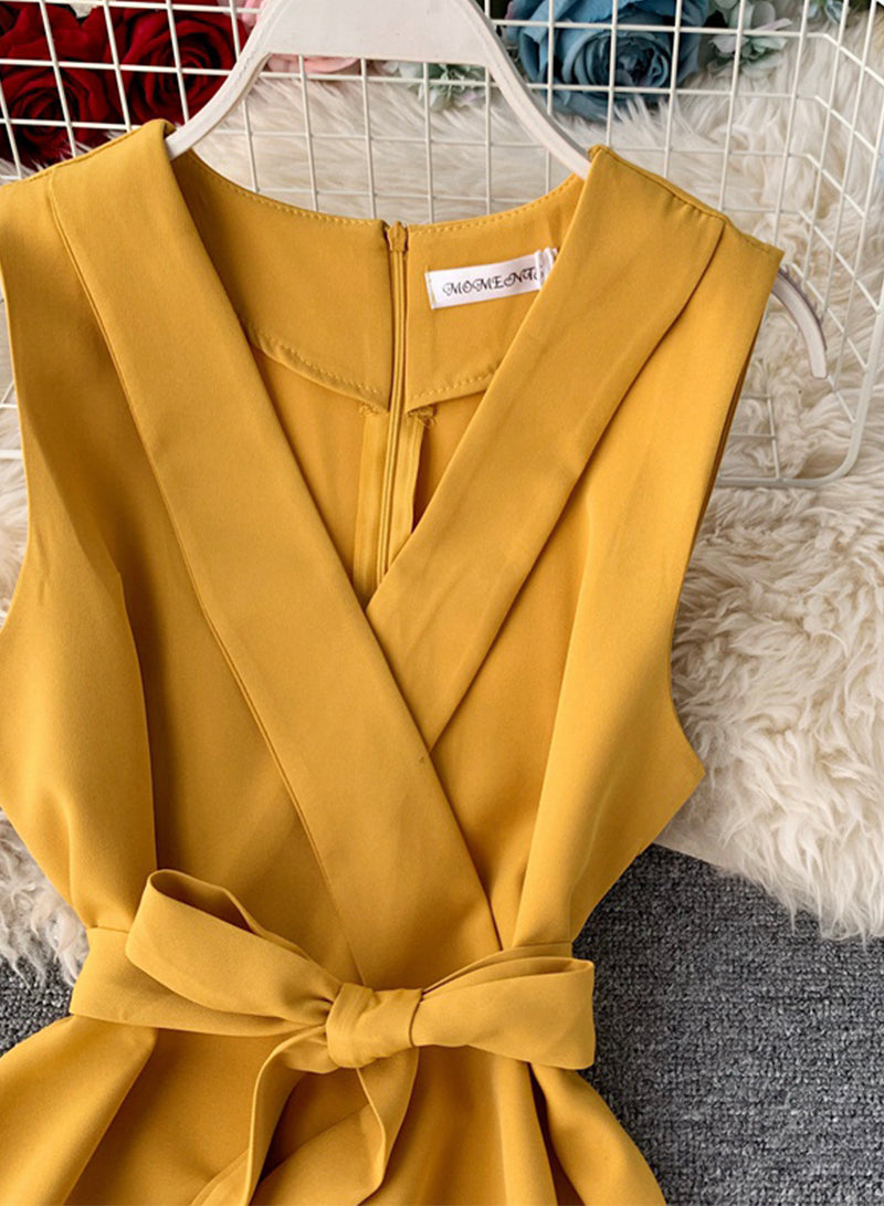 Elegant v neck sleeveless dress women's dress  1228