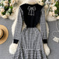Fashionable stitching long sleeve dress  973