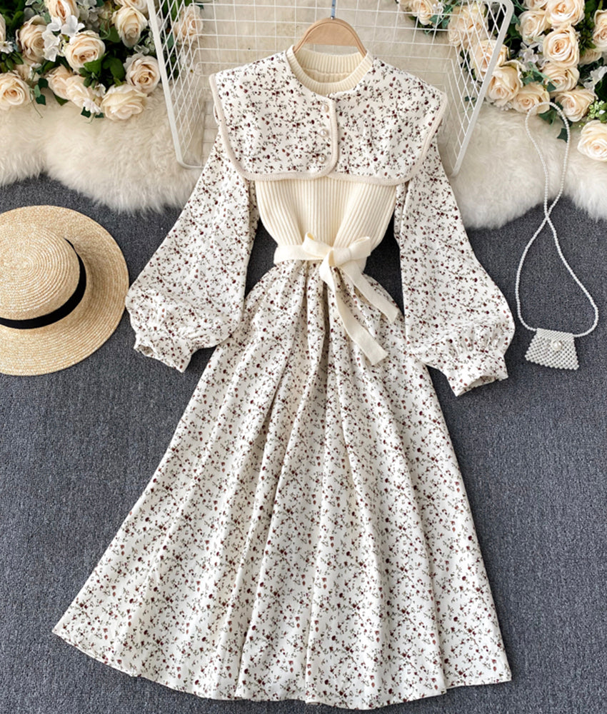 Einzigartig gestaltetes Kleid mit Blumenstickerei und abnehmbarem Ausschnitt 904