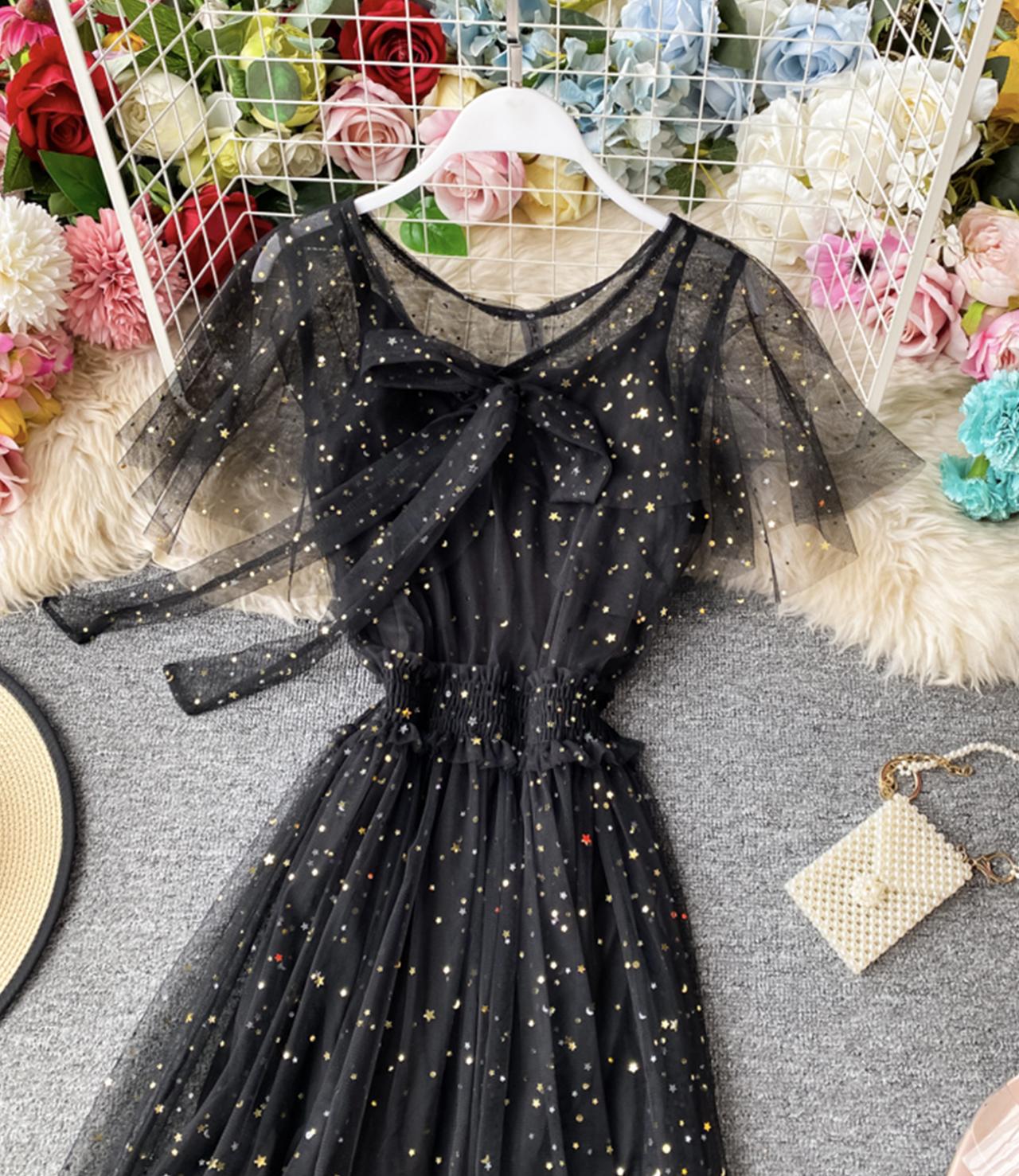 Cute tulle sequins short dress fashion dress  735