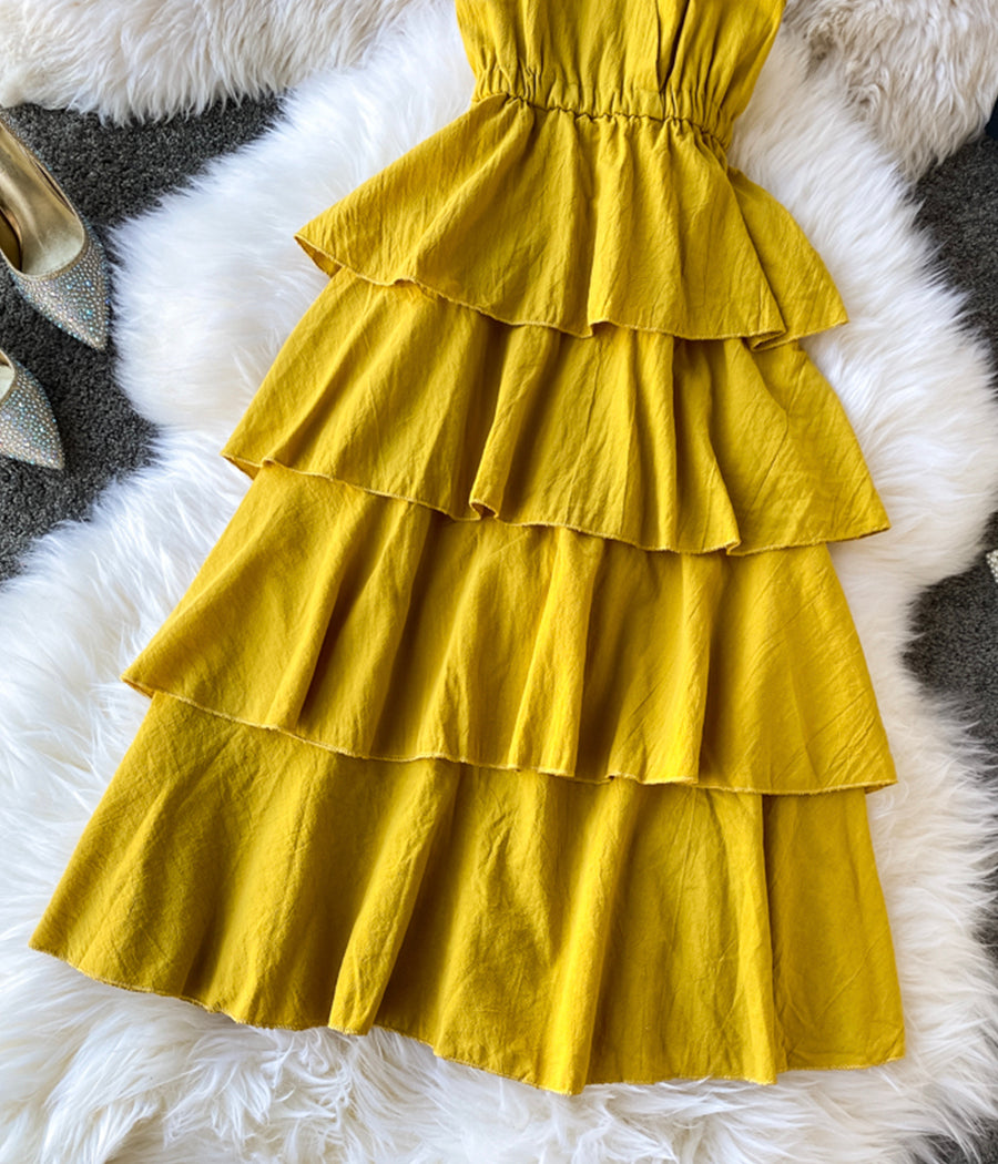 Midi-Maxi-Sommerkleid mit V-Ausschnitt und Spaghettiträgern 1231