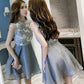 Graues Tüll-Spitzen-Kurzkleid Modekleid 1076 