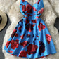 Cute A line floral dress short dress  774