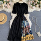Black A line short dress fashion dress  729