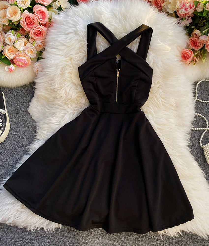 Sexy A line backless dress short dress  894