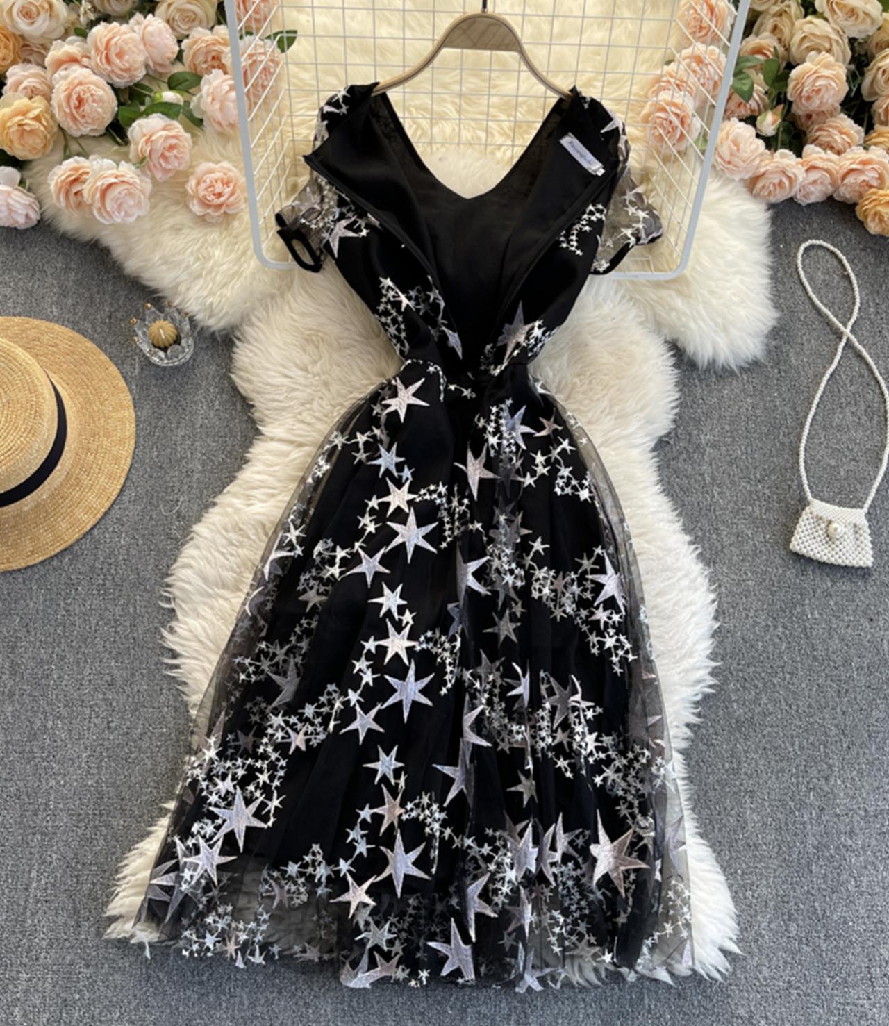 Black A line short dress fashion dress  750