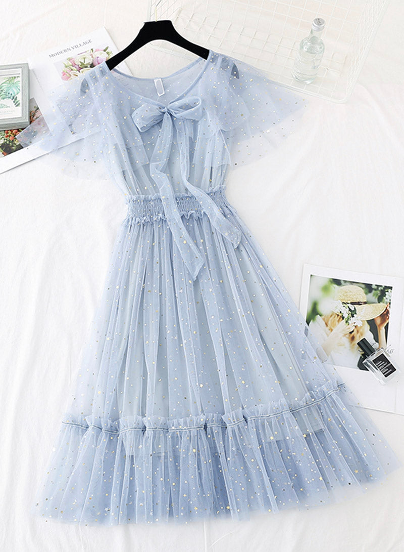 Süßes Tüll Pailletten kurzes Kleid Sommerkleid 1137
