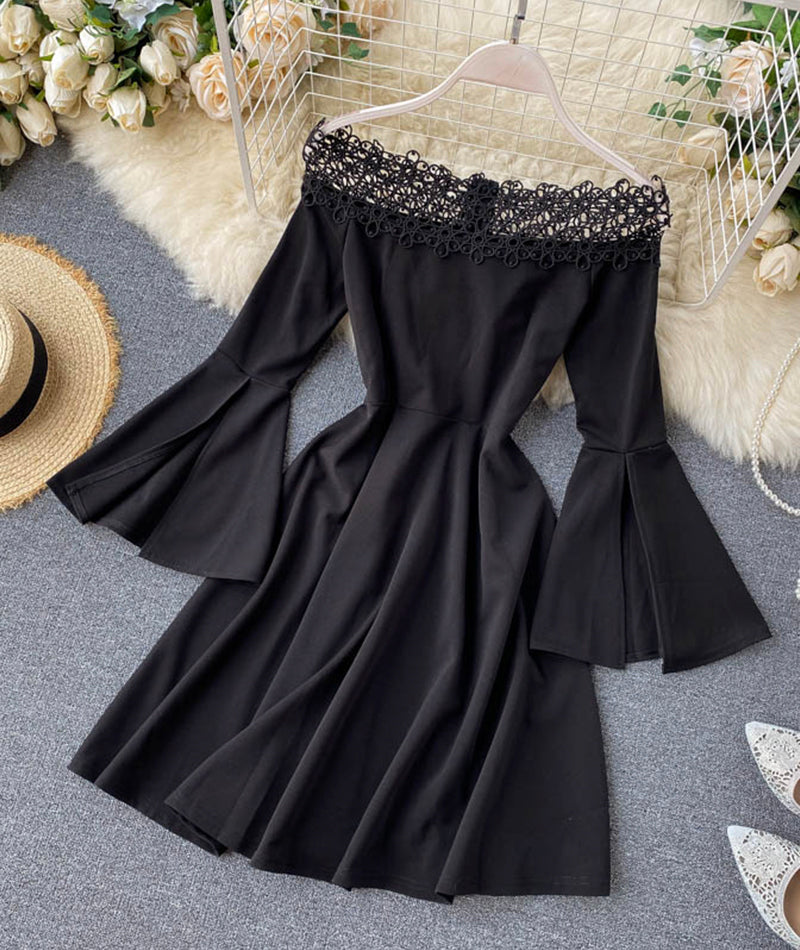 Fashionable A line dress flared sleeve dress  1037