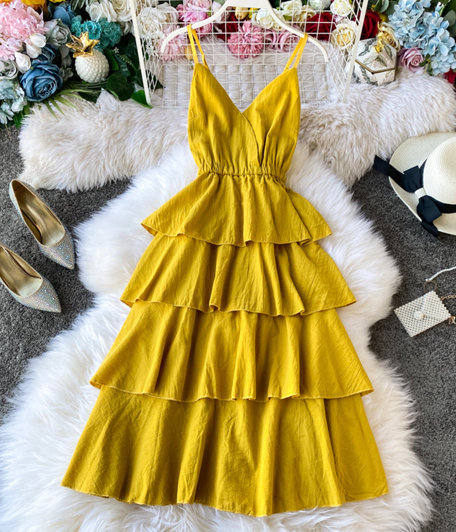 Midi-Maxi-Sommerkleid mit V-Ausschnitt und Spaghettiträgern 1231