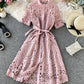 Stylish round neck lace dress summer dress  1281