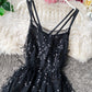 Fashion girl dress A line v neck tulle sequins dress  1234