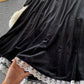 Black velvet long sleeve dress lace dress  1013