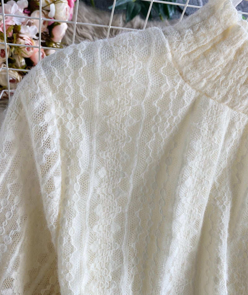 Cute lace long sleeve dress lace dress  974
