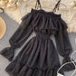 Lovely tulle long sleeve dress  1042