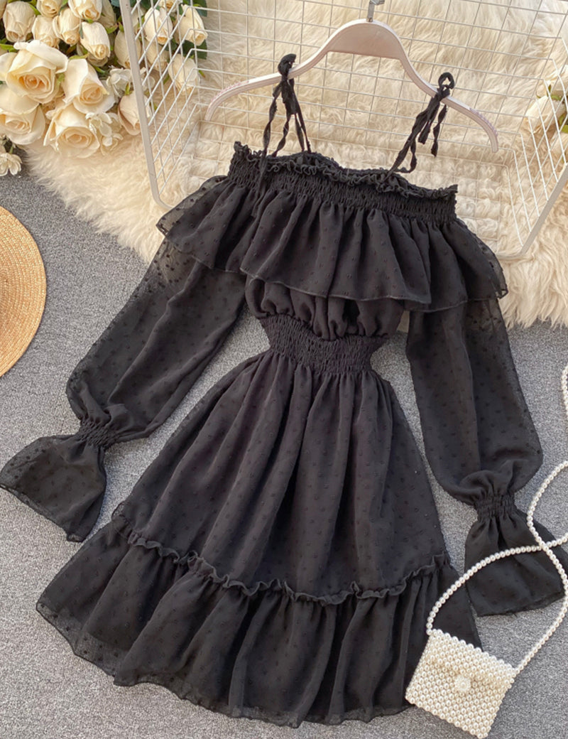 Lovely tulle long sleeve dress  1042