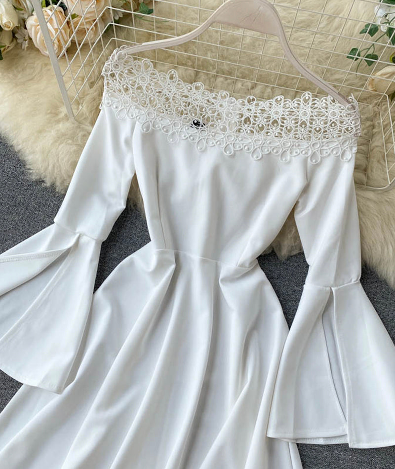 Fashionable A line dress flared sleeve dress  1037