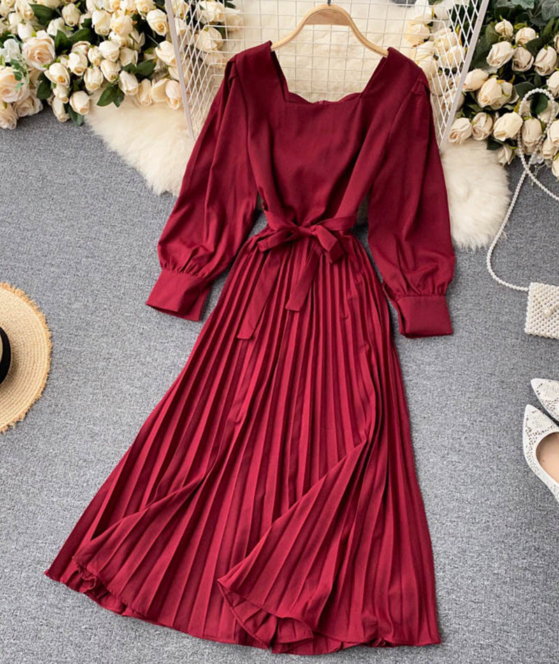 Simple A line long sleeve dress  997
