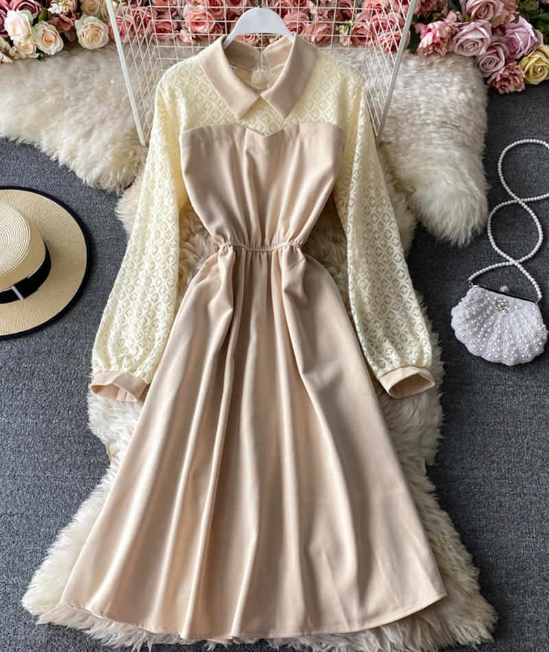 Robe mignonne à manches longues en coupe A, robe tendance 928