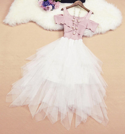 Süßes schulterfreies Kleid aus Tüll Modekleid 725