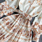 Retro print slim long sleeve dress  1031
