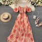 A line v neck floral dress fashion dress  770