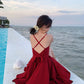 Fashion girl dress A line v neck short backless dress  1219