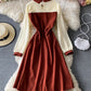 Robe mignonne à manches longues en coupe A, robe tendance 928