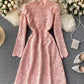 A line cutout lace dress long sleeve dress  920
