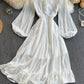 Cute chiffon A line dress long sleeve dress  786