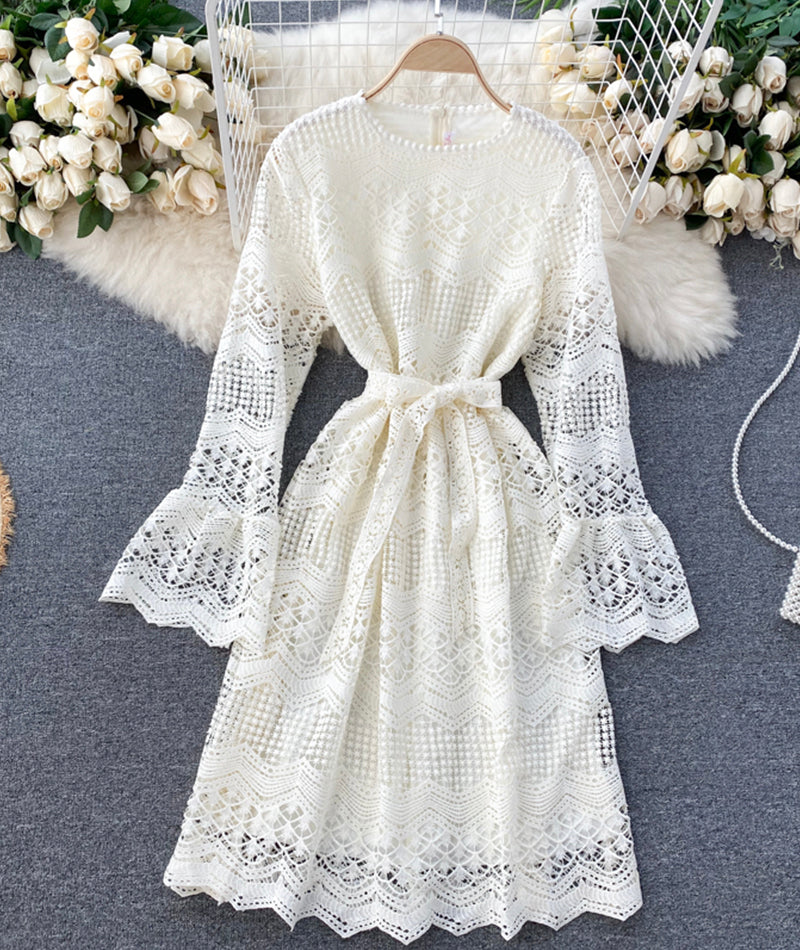 Cute lace long sleeve dress lace dress  968