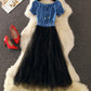Cute denim stitching dress summer dress  1252