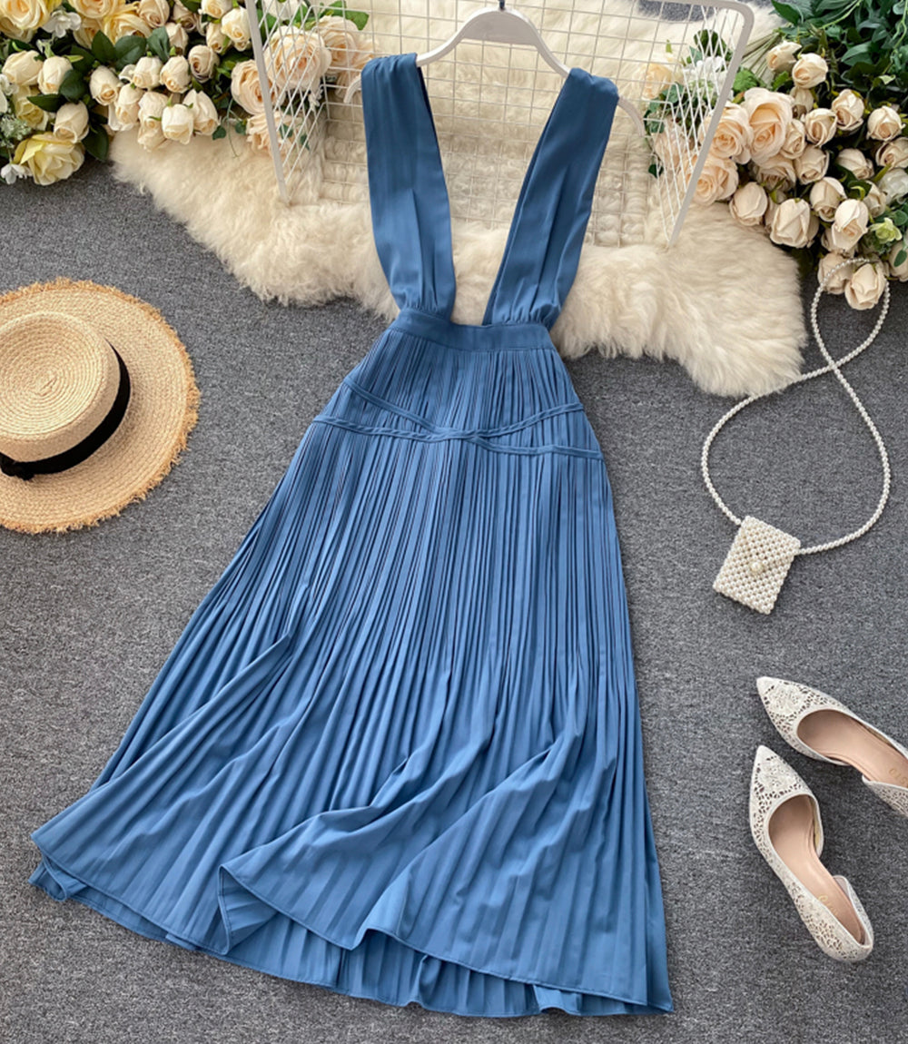 Süßes A-Linien-Kleid mit V-Ausschnitt, modisches Kleid 853