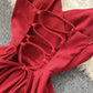 Simple A line v neck dress lace up dress  755