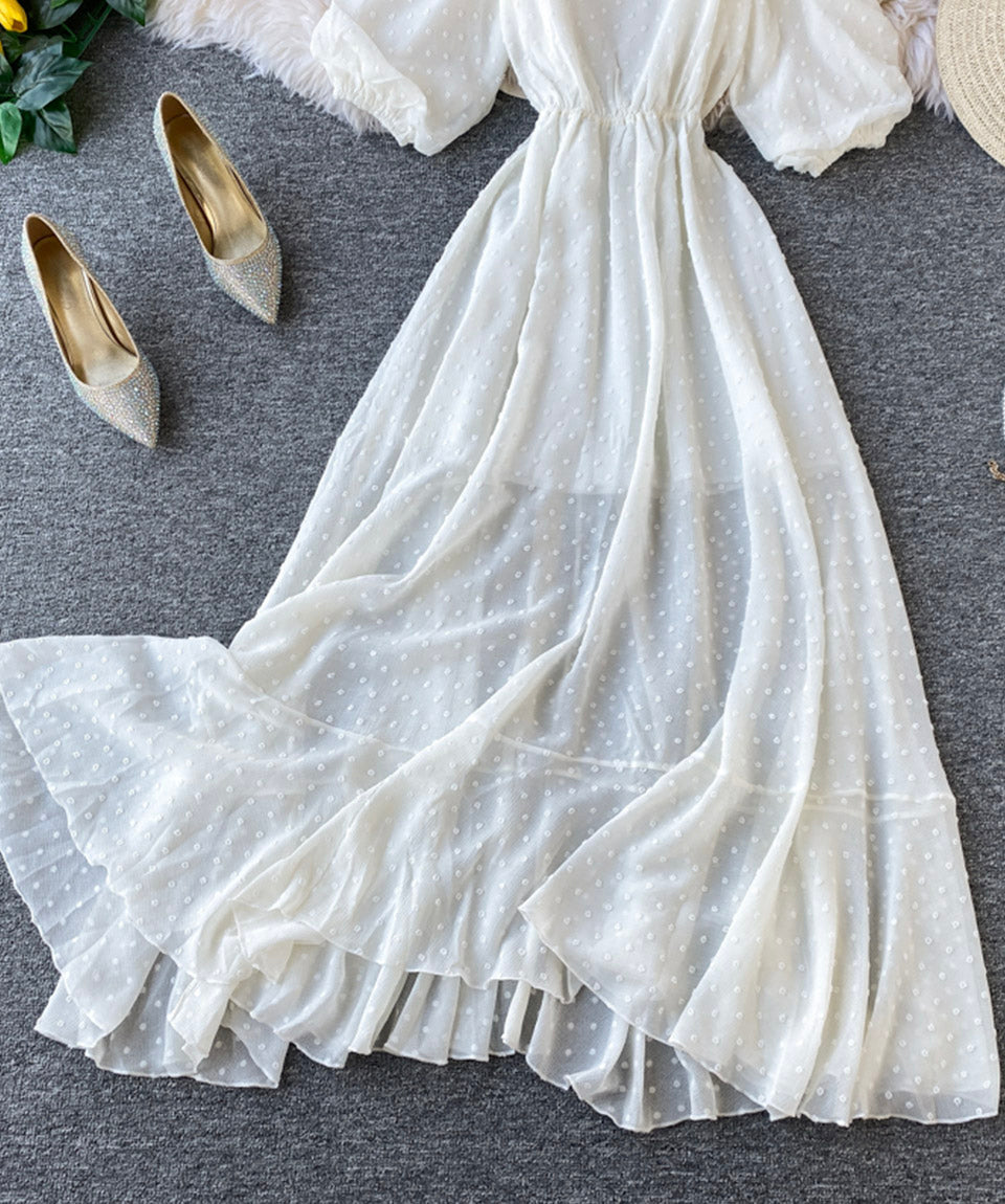 Robe trapèze blanche simple pour fille 1117 