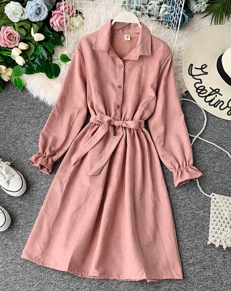 Robe mignonne à manches longues en ligne A, vêtements d'automne 1068