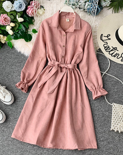 Robe mignonne à manches longues en ligne A, vêtements d'automne 1068