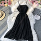 Black A line soft chiffon dress  1062