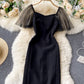 Simple black short dress fashion dress  835