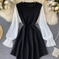 White and black knitted dress  989