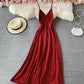 Simple A line v neck dress  764
