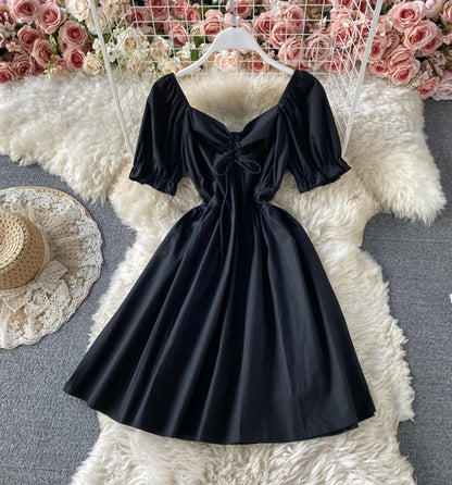 Schwarzes kurzes Partykleid in A-Linie 715