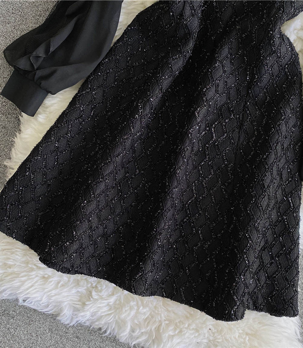 Schwarzes durchsichtiges Kleid in A-Linie kurzes Kleid 856