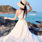 Unique white chiffon long dress summer dress  1215