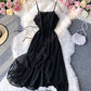 Black A line soft chiffon dress  1062