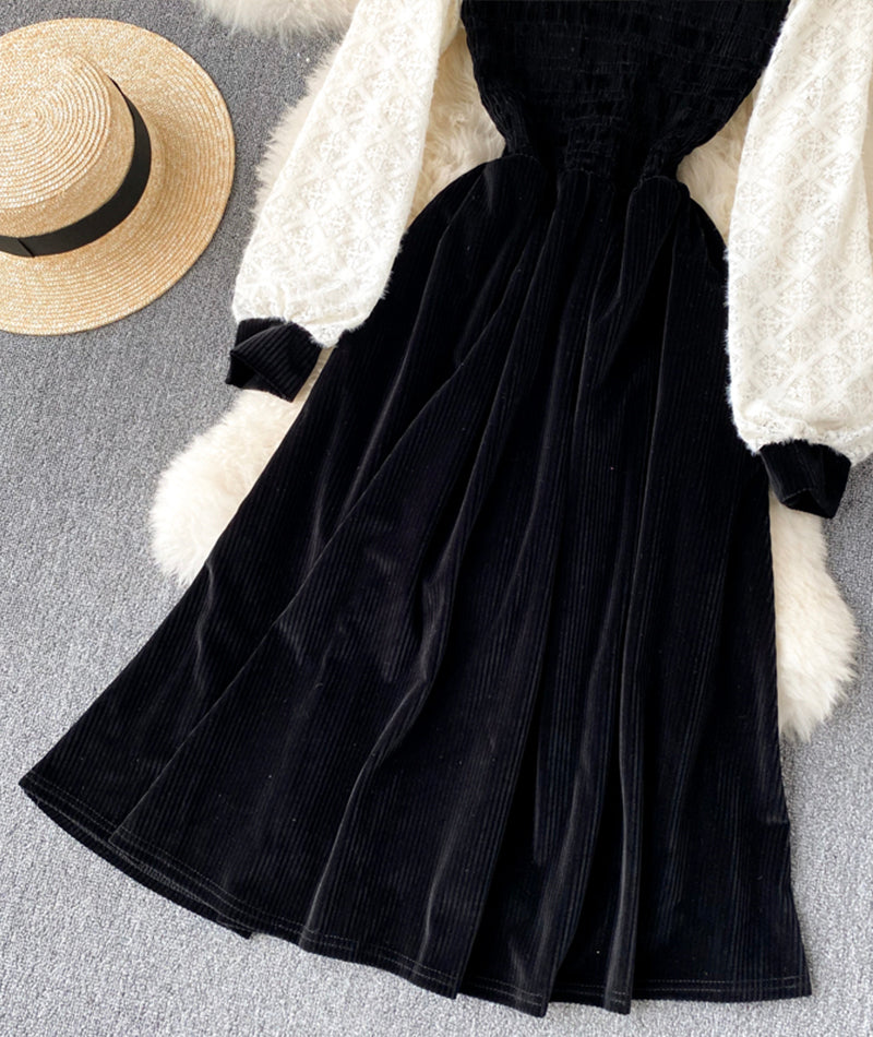 Cute A line stitching dress  919