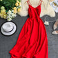 Einfaches A-Linien-Kleid mit V-Ausschnitt, modisches Kleid 888